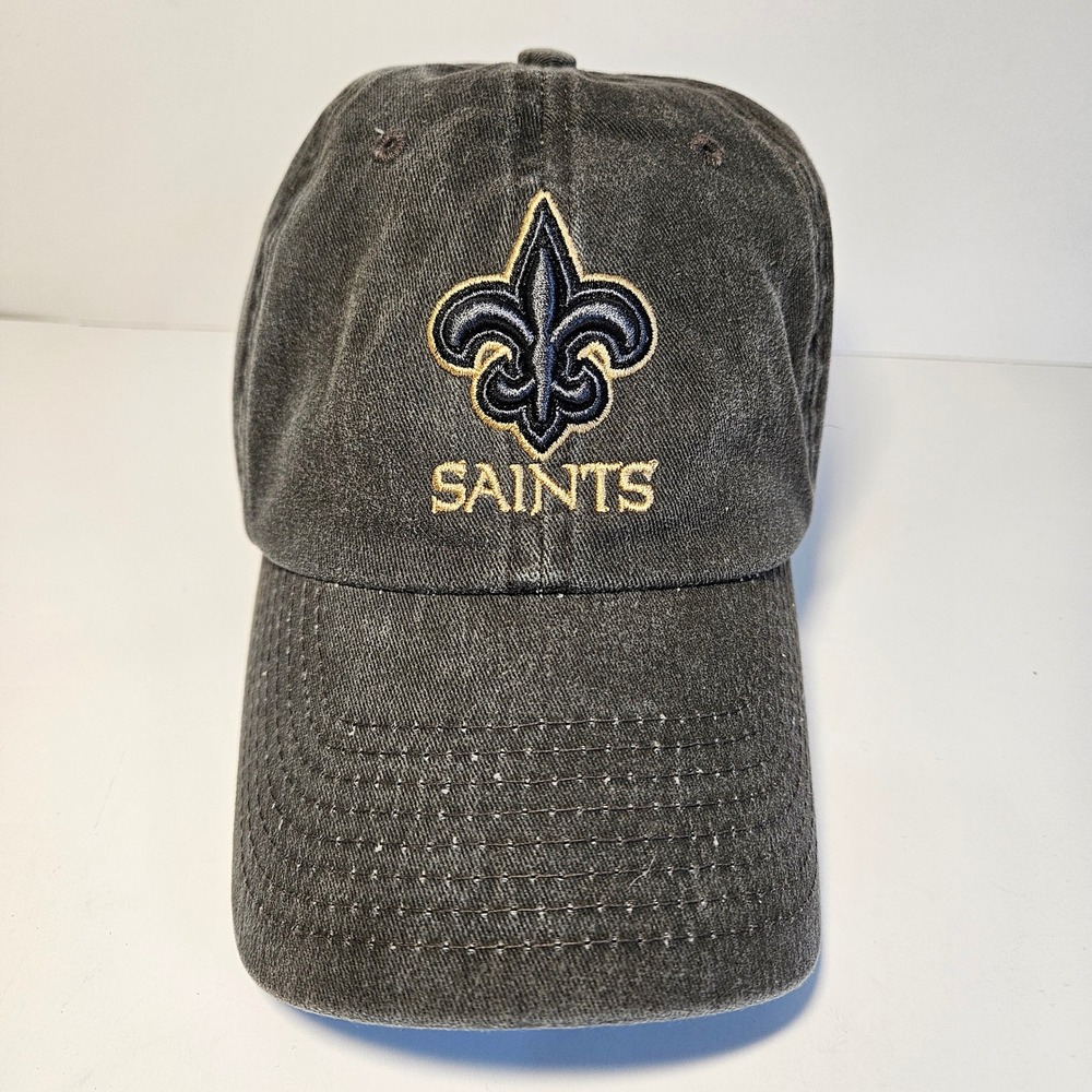 NFL Team Apparel New Orleans Saints Washed Black Dad Hat Baseball Cap One Size